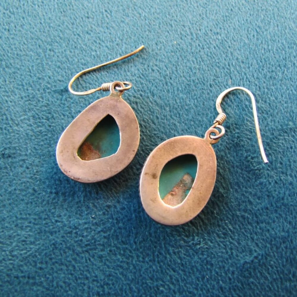 Gorgeous Southwestern Turquoise and Sterling Silver Dangle Earrings - Picture 3 of 3